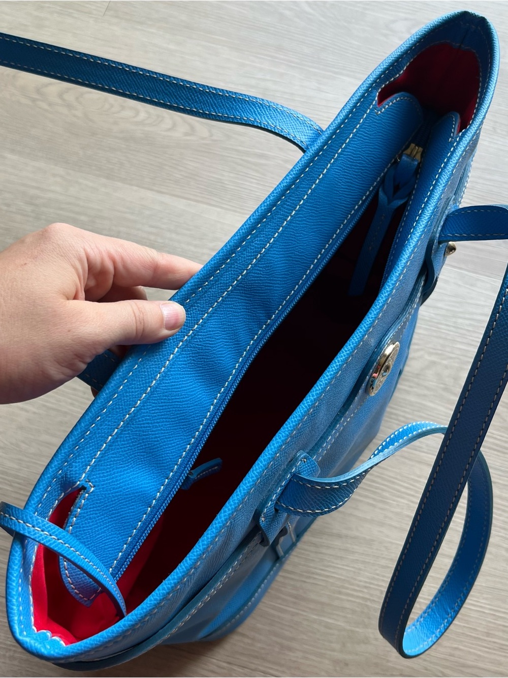 Dooney & Bourke Blue Leather Tote - Picture 8 of 11